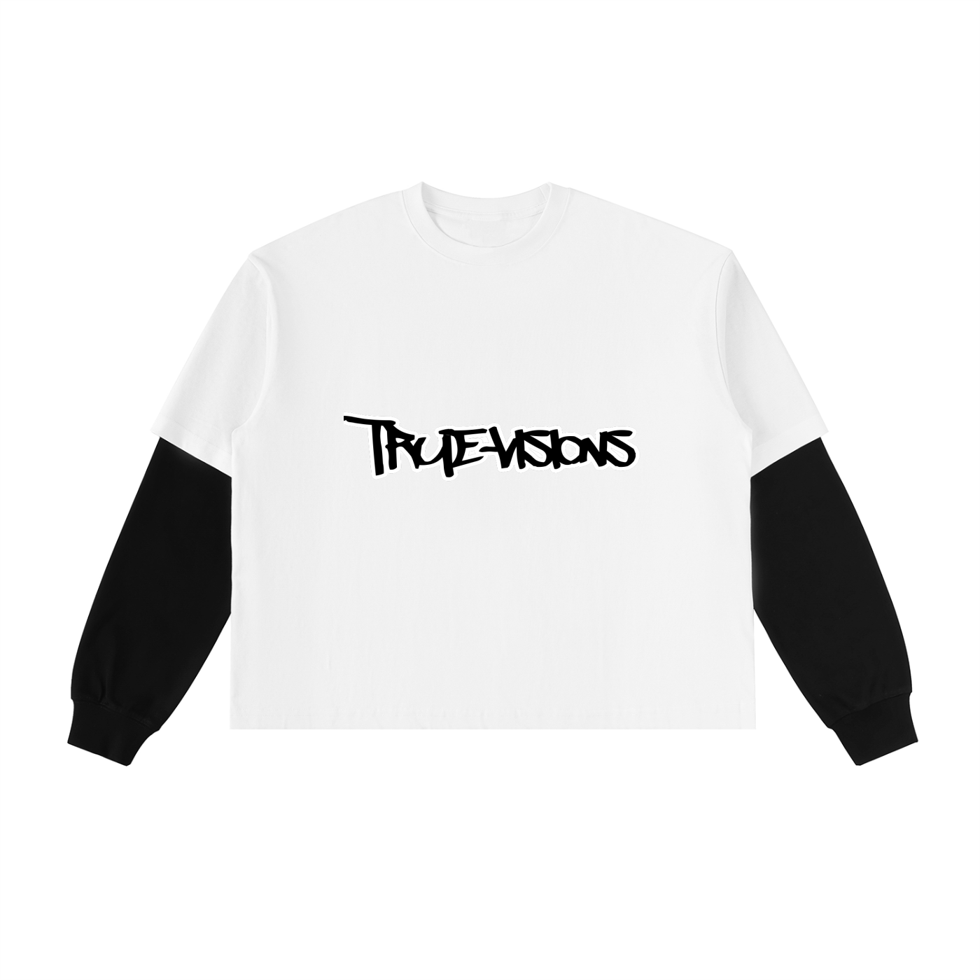 Layered Contrast Sleeve Cotton T-Shirt