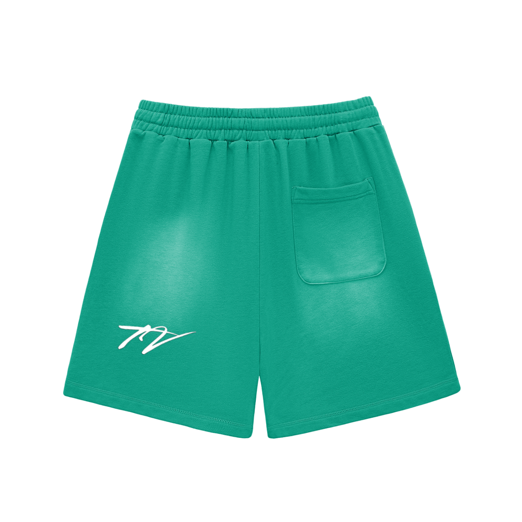 Sun Fade Raw Edge Cotton Shorts