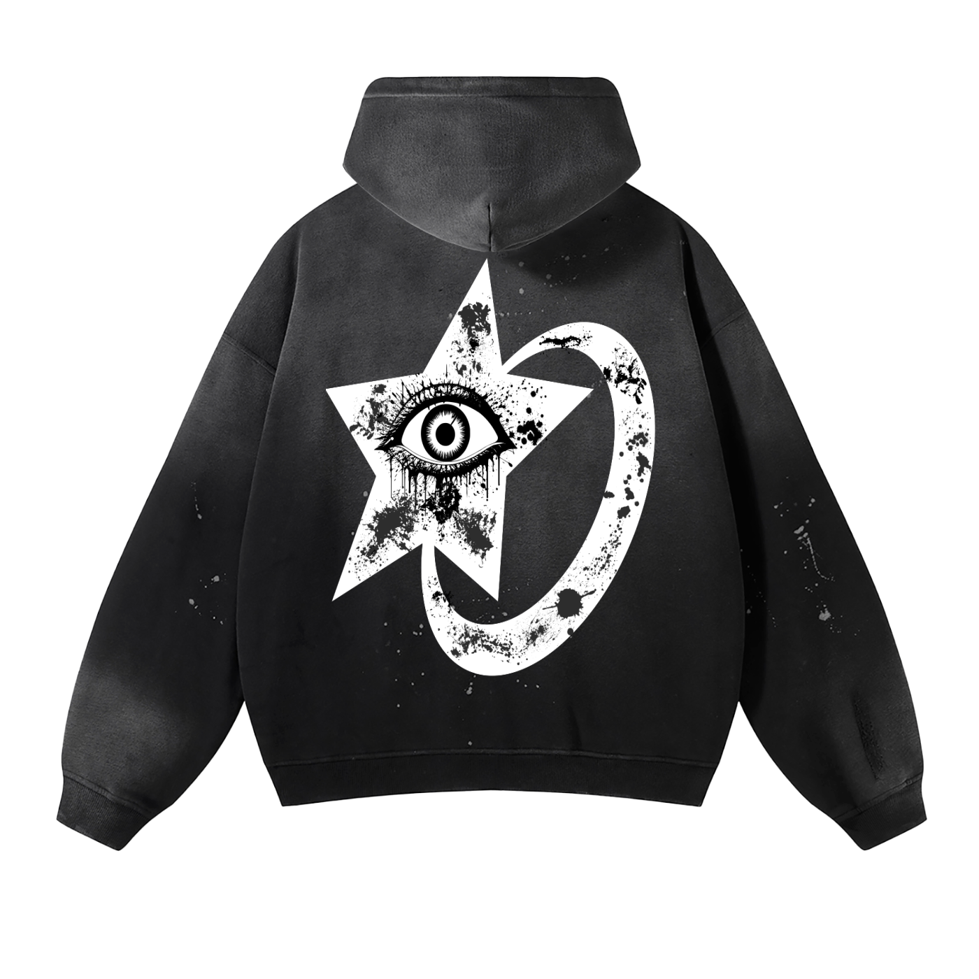 Vintage Washed Frayed Fleece Hoodie