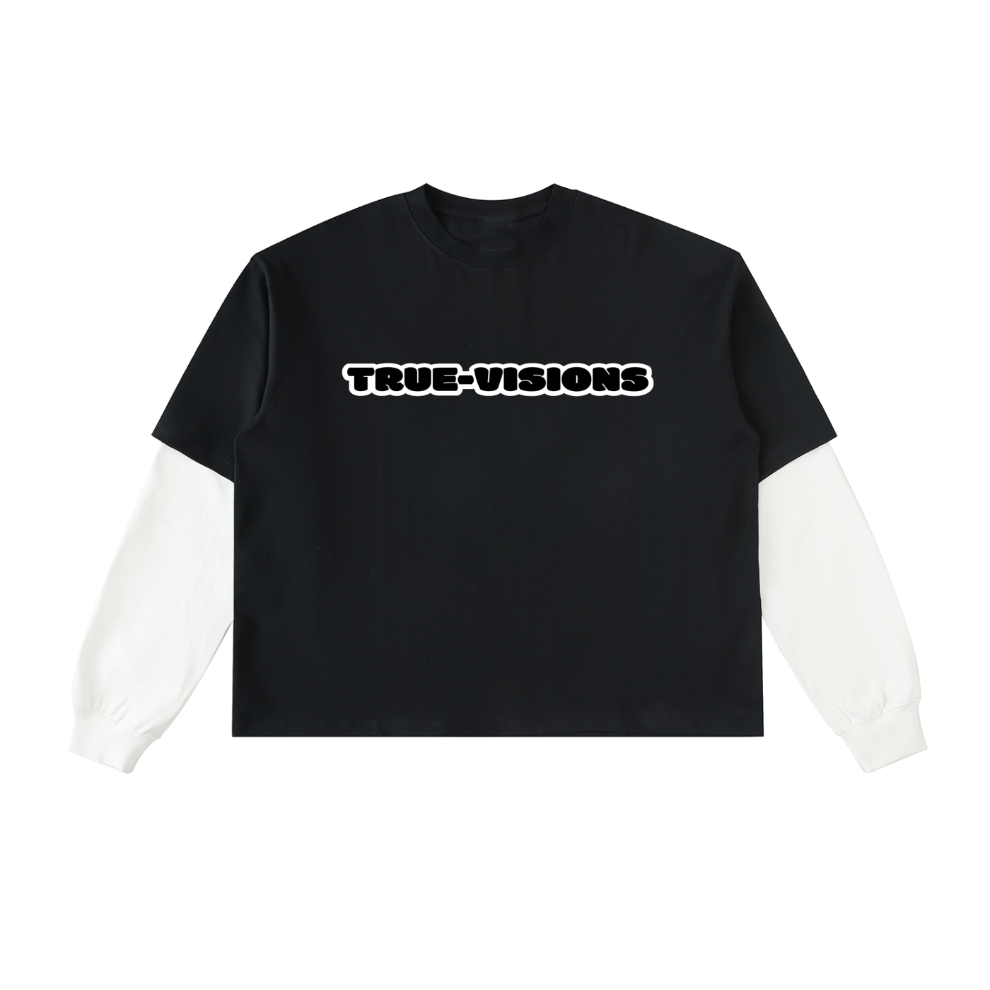 Layered Contrast Sleeve Cotton T-Shirt