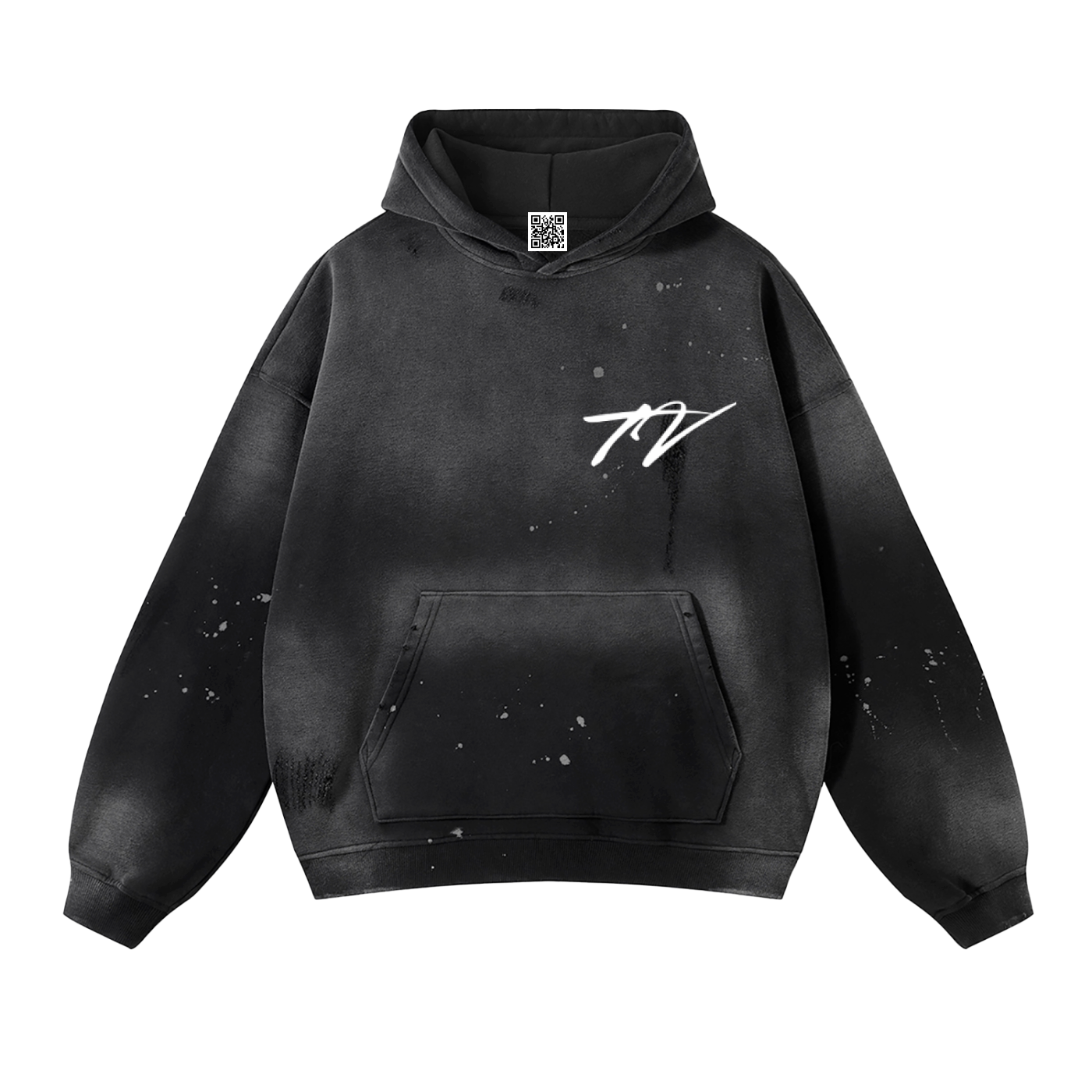 Vintage Washed Frayed Fleece Hoodie