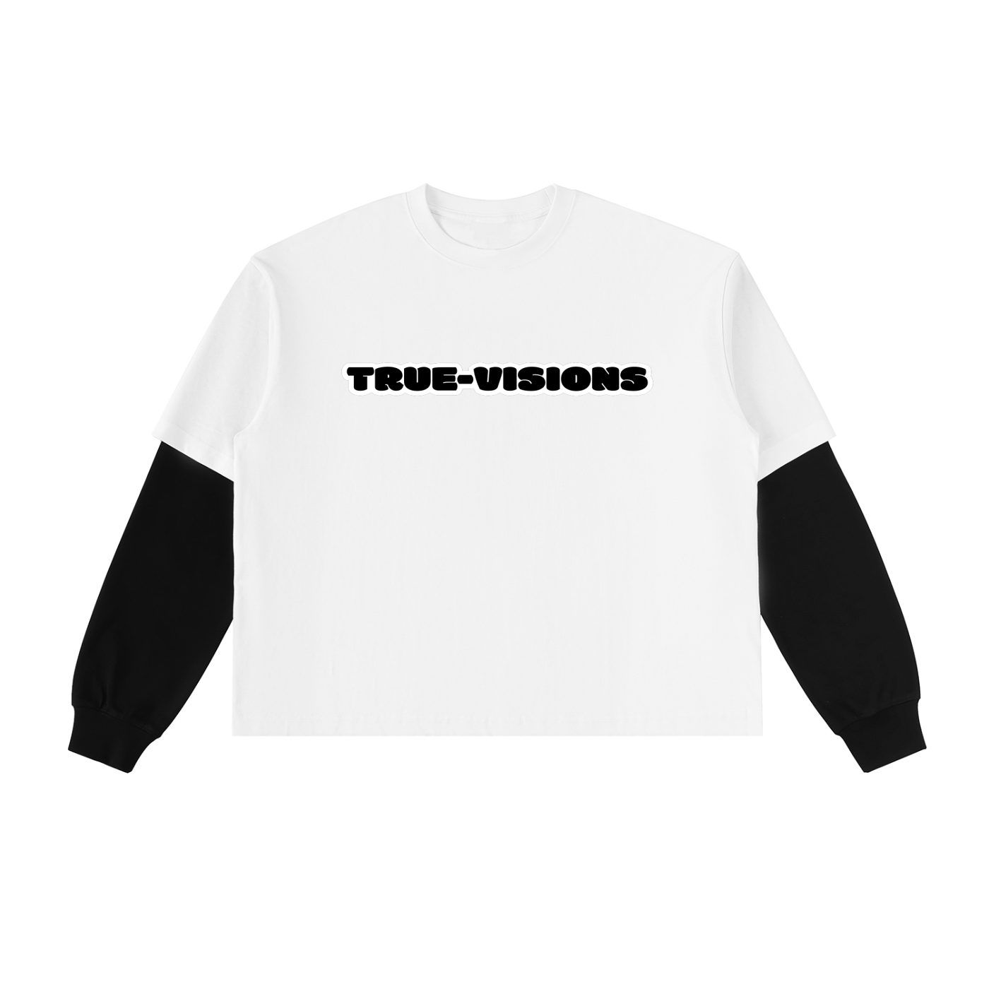 Layered Contrast Sleeve Cotton T-Shirt