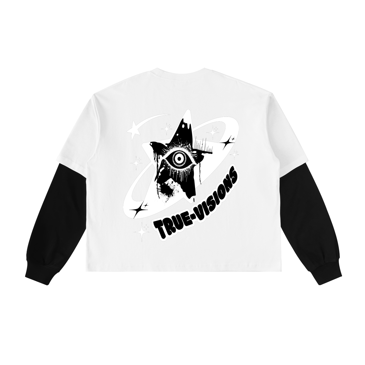 Layered Contrast Sleeve Cotton T-Shirt