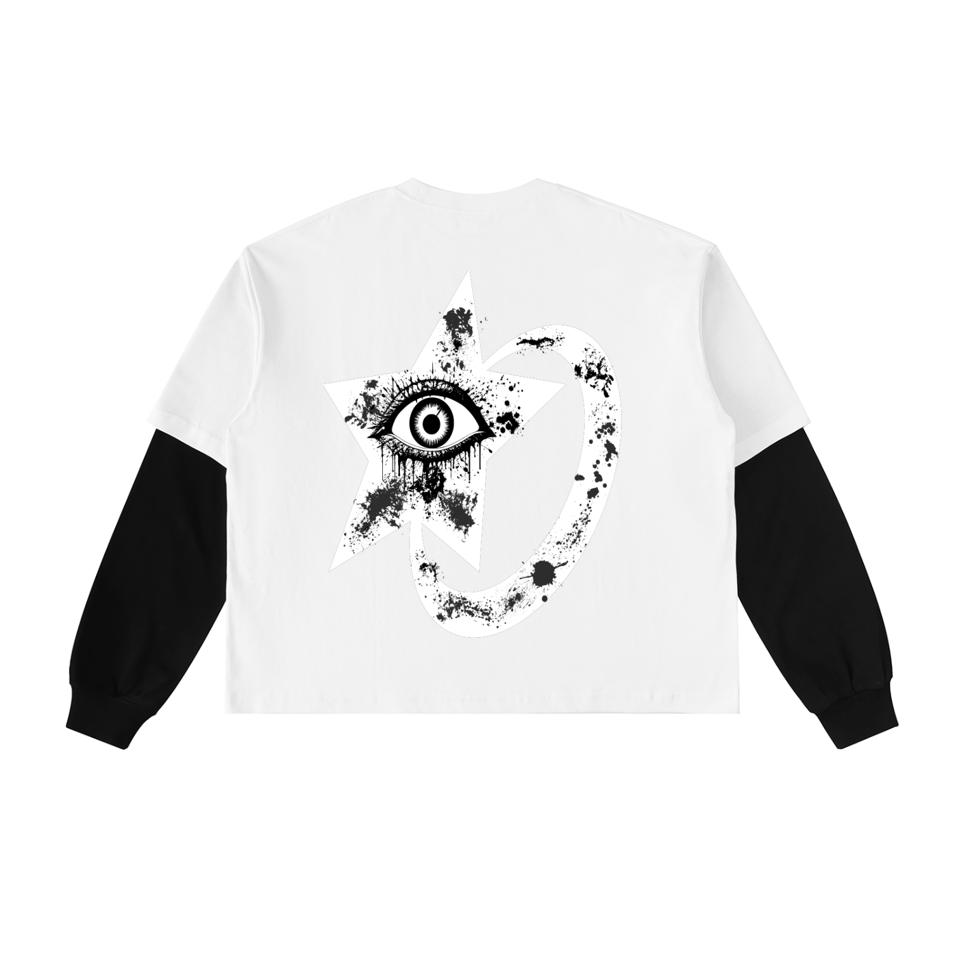 Layered Contrast Sleeve Cotton T-Shirt