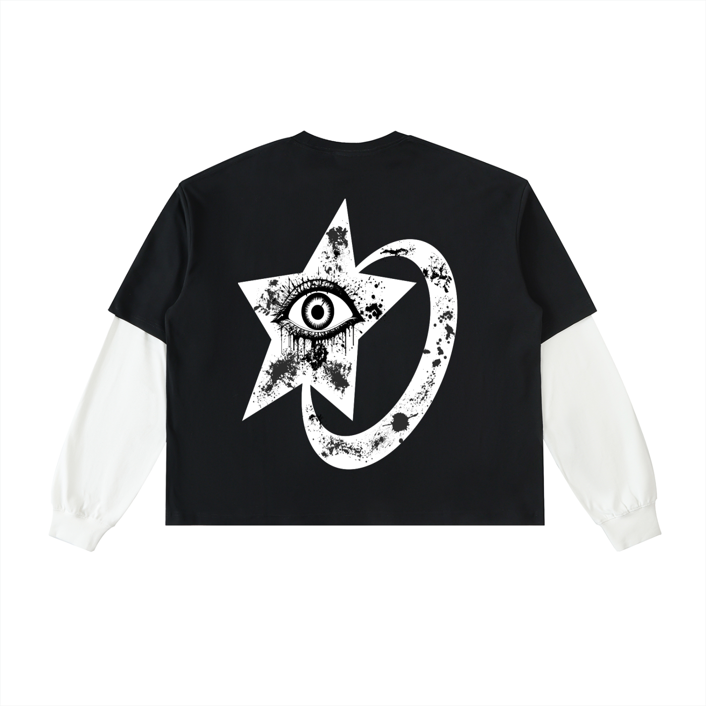 Layered Contrast Sleeve Cotton T-Shirt