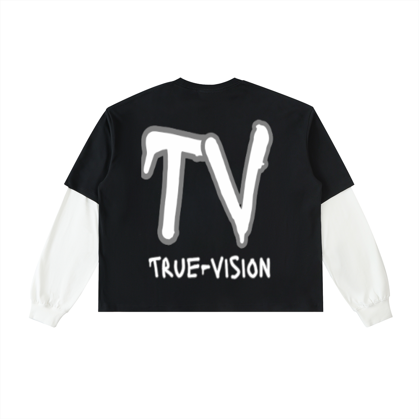 Layered Contrast Sleeve Cotton T-Shirt