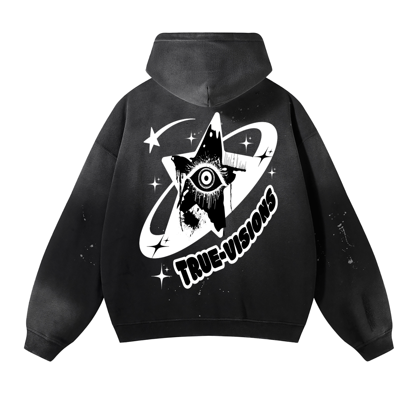 Vintage Washed Frayed Fleece Hoodie