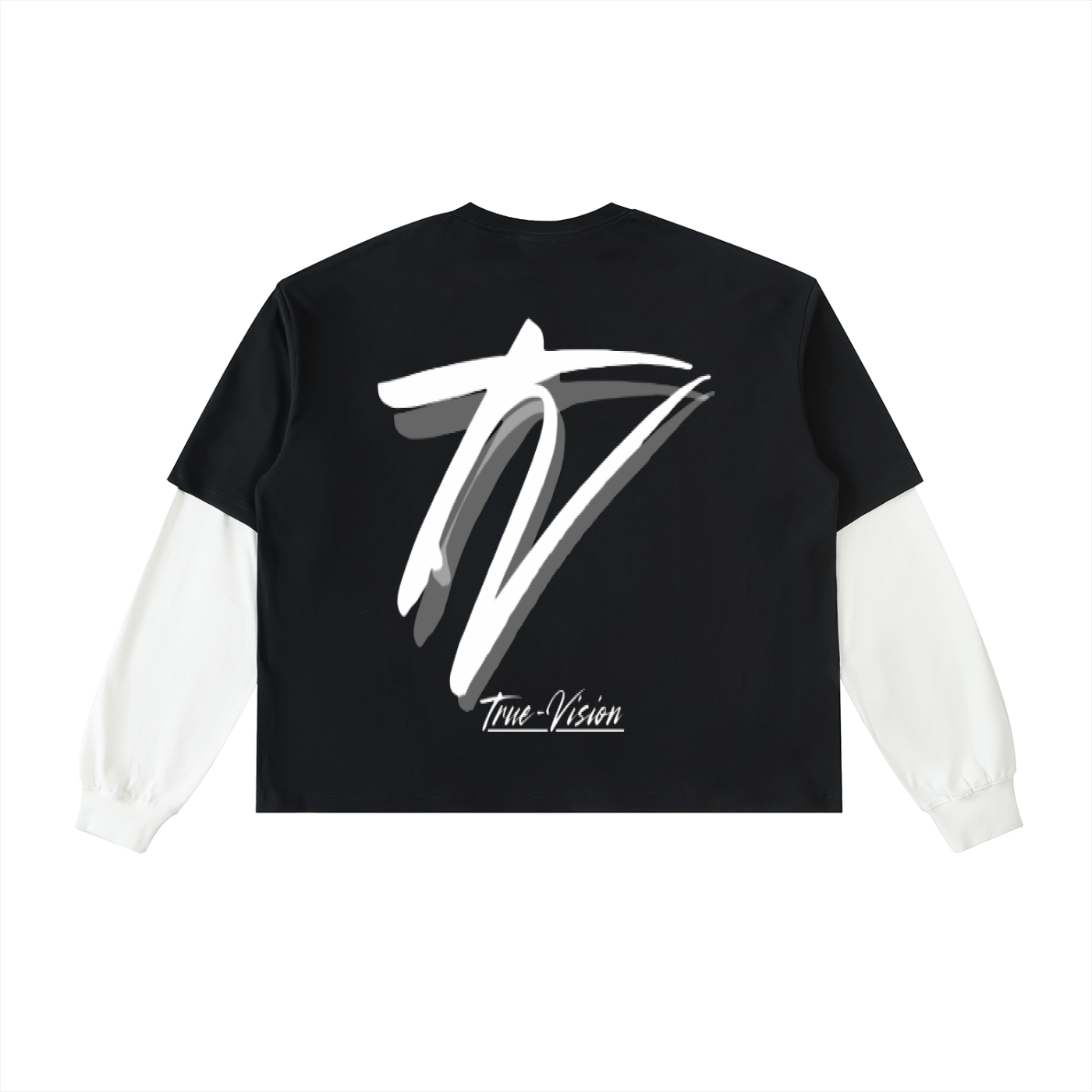 Layered Contrast Sleeve Cotton T-Shirt