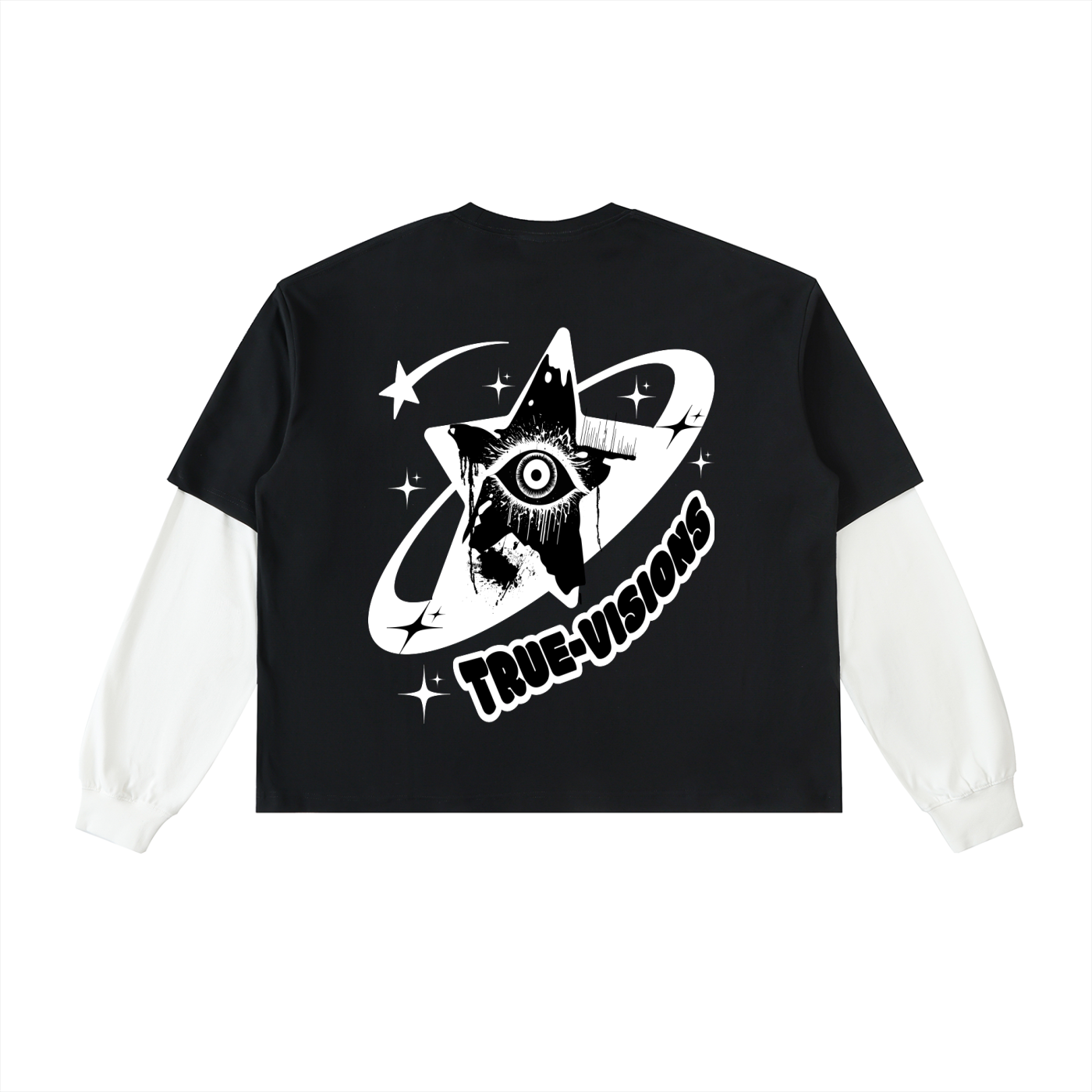 Layered Contrast Sleeve Cotton T-Shirt