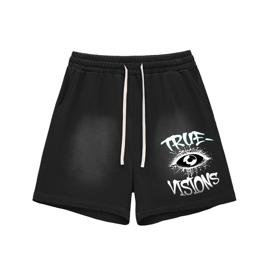 Sun Fade Raw Edge Cotton Shorts
