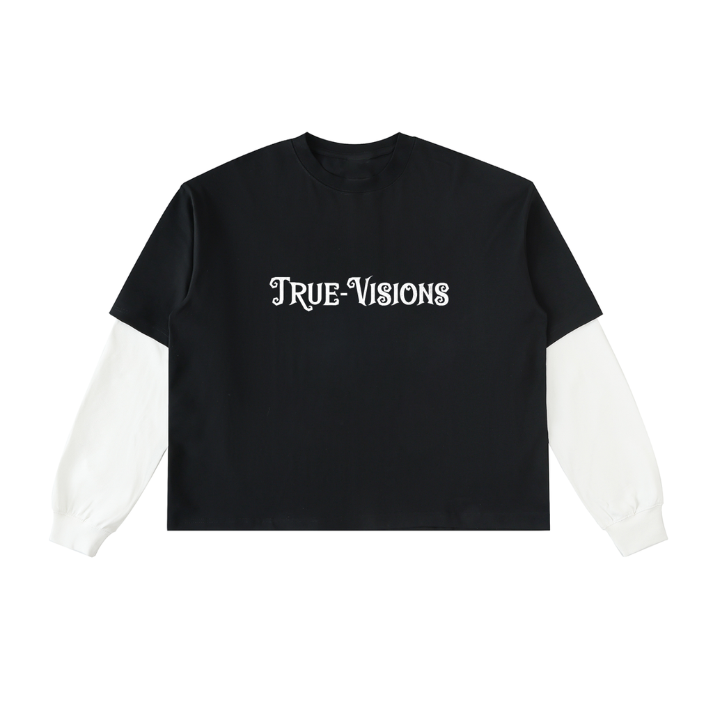 Layered Contrast Sleeve Cotton T-Shirt