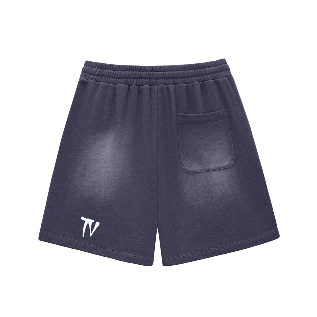Sun Fade Raw Edge Cotton Shorts